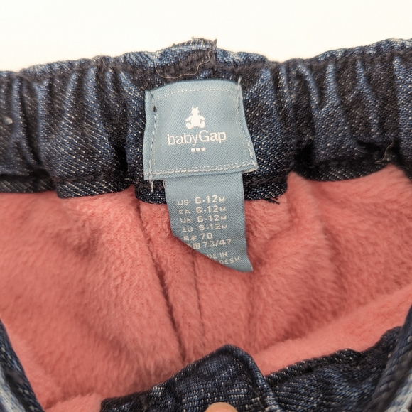 Baby Gap Denim Fleece Lined Pants and Overalls Bundle 6-12 months - Picture 4 of 6